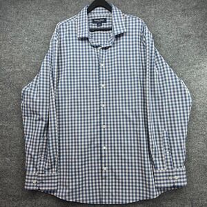 Mizzen+Main Leeward Mens XXL Classic Fit Blue White Gingham Dress Shirt 1WS-1224